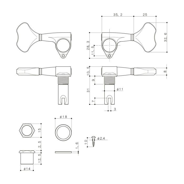 Meccaniche Basso 2L+2R Black