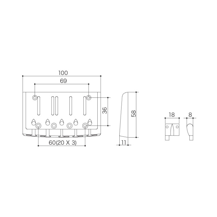 Ponte Basso 5 Corde Black Chrome