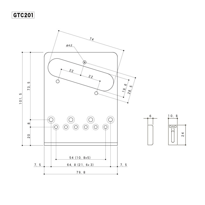 Ponte Fisso Tele Style 6 Corde Black Chrome
