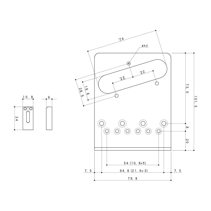 Ponte Fisso Tele Style 6 Corde Lefty Chrome