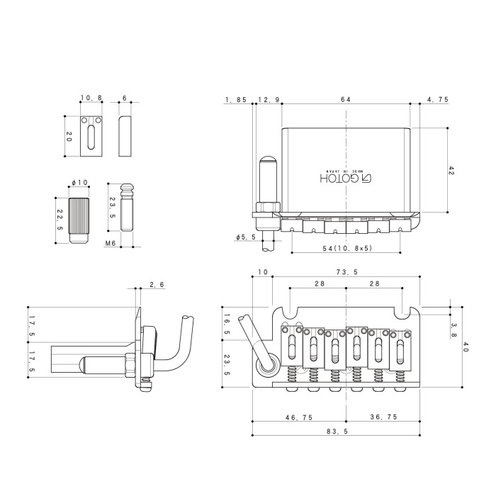 Ponte Tremolo 6 Corde Lefty Chrome