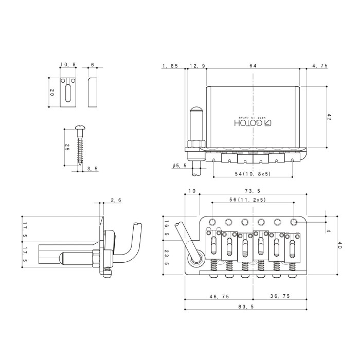 Ponte Tremolo 6 Corde Lefty Chrome