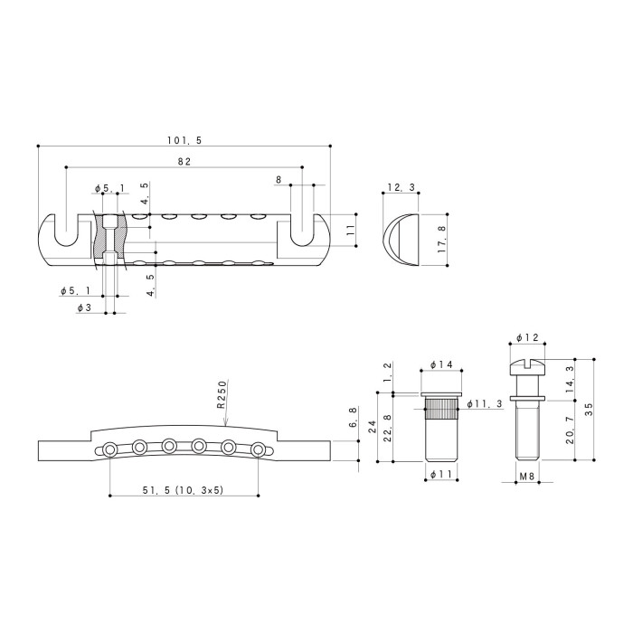 Stop Tailpiece 6 Corde Black Chrome