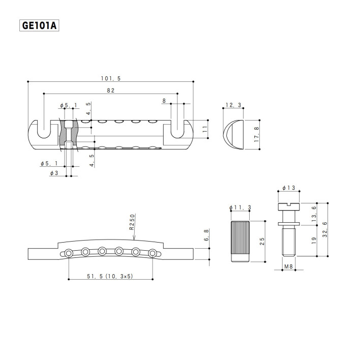 Stop Tailpiece 6 Corde Chrome