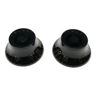 Bell knob aged black/white font 2pcs