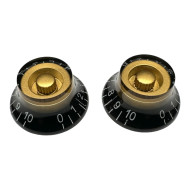 Bell knob black and gold/white font 2pcs
