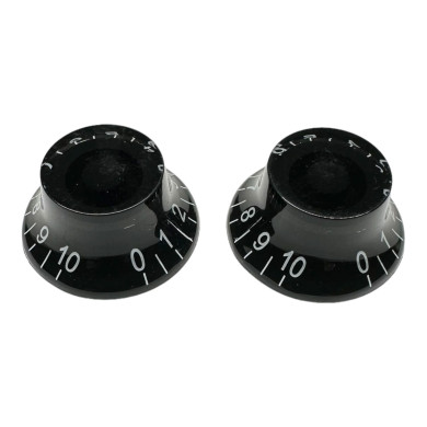 Bell knob black/white font 2pcs