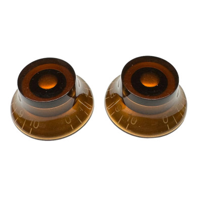 Bell knob gold amber/white font 2pcs