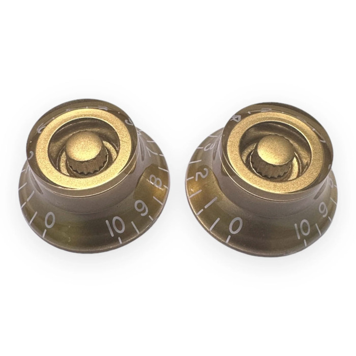 Bell knob lefty gold/white font 2pcs