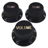 Knob Strat Style black/gold font 3pcs