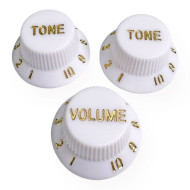 Knob Strat Style lefty white/gold font 3pcs