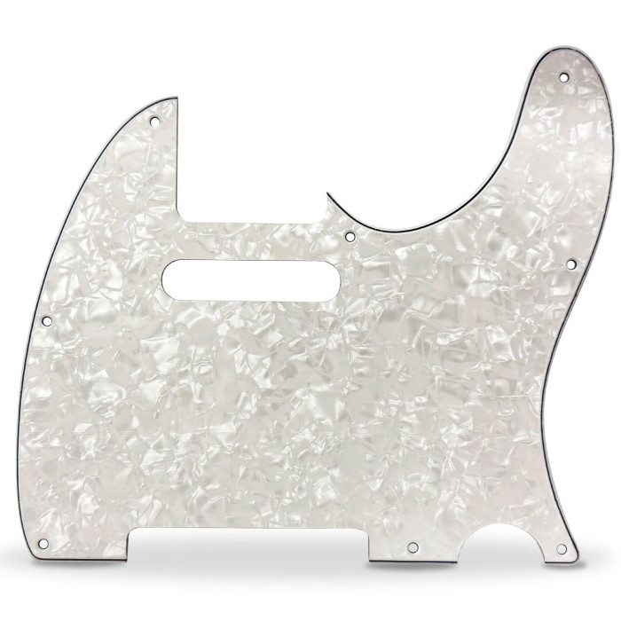 Pickguard 62 Tele Style 4ply 8 hole white pearl