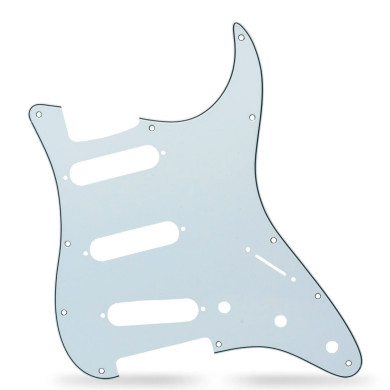Pickguard Strat Style 3ply 11 hole white