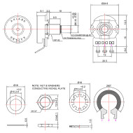 Potentiometer 250K audio solid shaft medium
