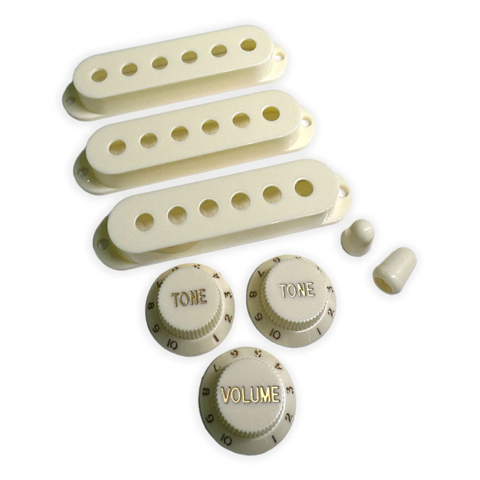 Set Strat Style 52mm vintage white/gold font