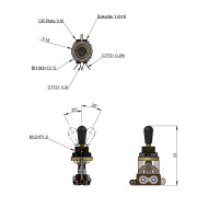 Toggle switch 3way 4 pole gold
